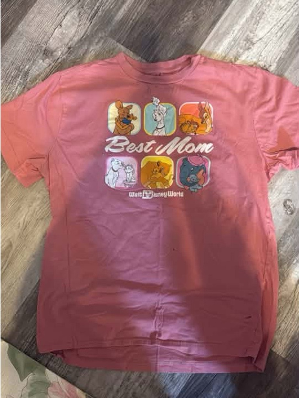 Disney Best Mom Short Sleeve Tee - Coral Pink with Multicolor Graphics